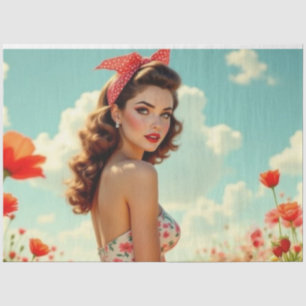 Papier Mousseline Retro Pin-Up Girl avec une découpage pop-art Twist