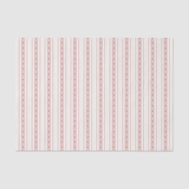 Papier Mousseline Retro Pink And Brown Heart Stripes Bakery (Recto)