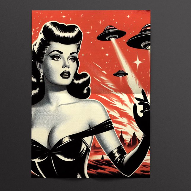 Papier Mousseline Retro Pulp Ufo Woman (Créateur téléchargé)