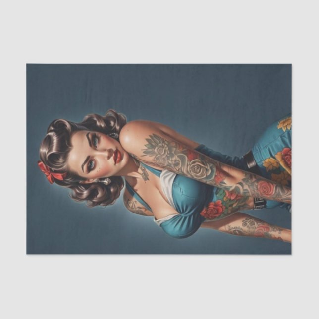 Papier Mousseline Retro Rockabilly Pinup Girl Decoupage (Recto)