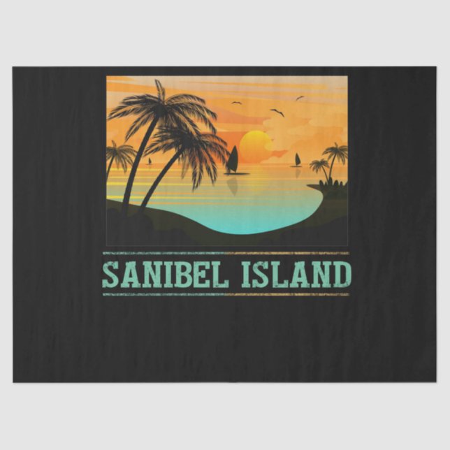 Papier Mousseline Retro Sanibel Island Floride Tropical Sunset Beach (Recto)