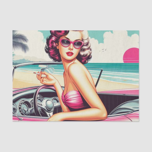 Papier Mousseline Retro Summer Girl (Recto)