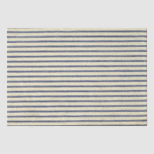Papier Mousseline Retro Ticking Bleu & Blanc rayé Vintage Français