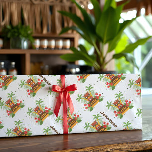 Papier Mousseline Retro Tiki Hawaiian Fleurs Vintages Palm Tree Nom
