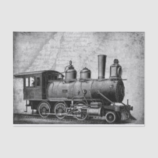 Papier Mousseline Rétro, train vintage, style steampunk, thème scien