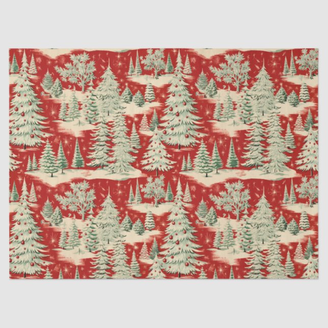 Papier Mousseline Retro Vintage Christmas Landscape (Recto)