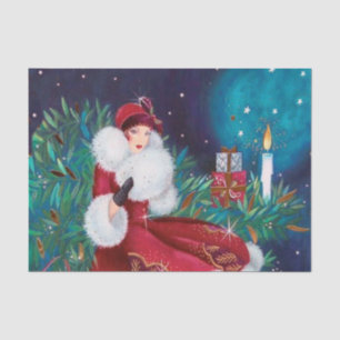 Papier Mousseline retro vintage Noël art déco dame