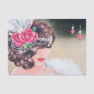 Papier Mousseline retro vintage Noël art déco dame