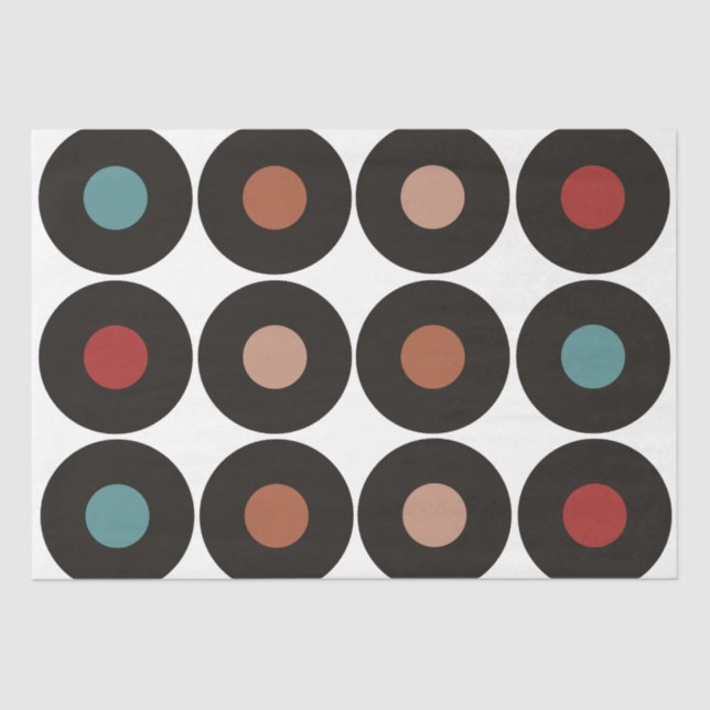 Papier Mousseline Retro Vinyl Records Soixante Anniversaire Musical (Recto)