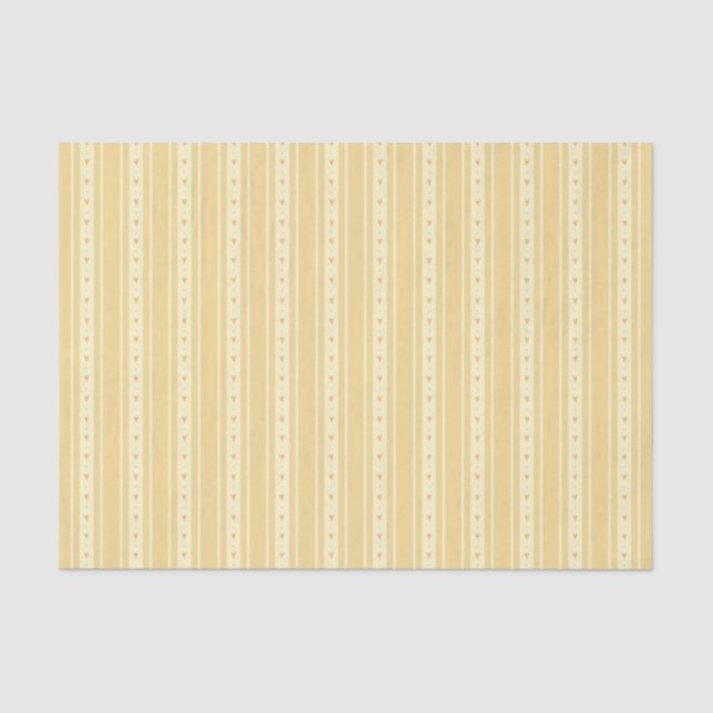 Papier Mousseline Retro Yellow And Orange Heart Stripes Bakery (Recto)