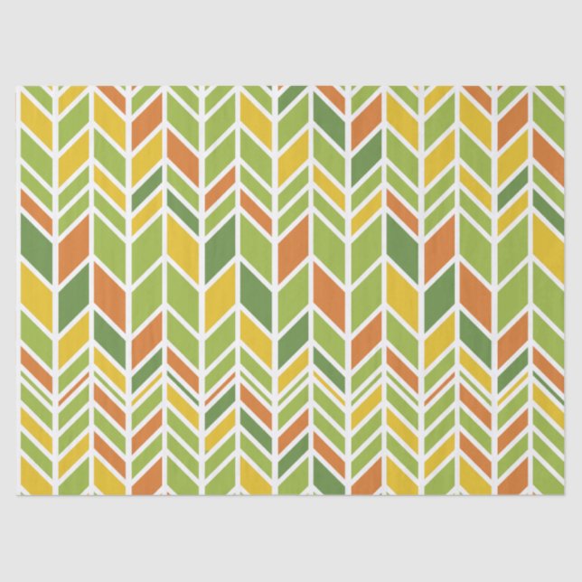 Papier Mousseline Rétro Zig-Zag Orange & Green Chevron (Recto)