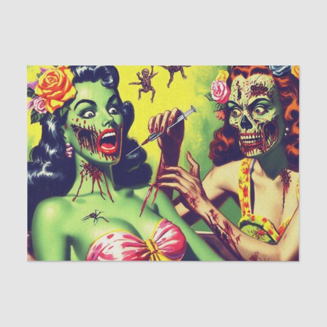 Papier Mousseline Retro Zombie Pin-up (Recto)