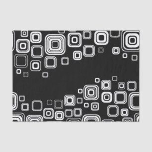 Papier Mousseline Rétros carrés noirs et blancs
