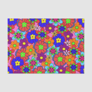 Papier Mousseline Rétros fleurs de hippie