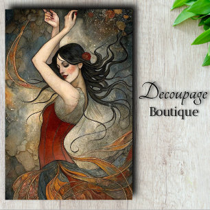 Papier Mousseline Rêve Art Nouveau de la Valse Fantaisiste en Rouill