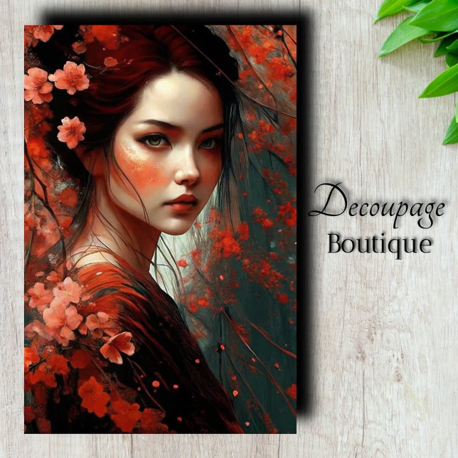 Papier Mousseline Rêve de Fleur de Corail Découpage (Coral Blossom Dream Decoupage Tissue Paper)