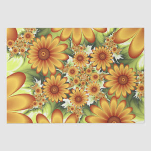 Papier Mousseline Rêve Floral, Art Fractal Moderne Abstrait Fleur