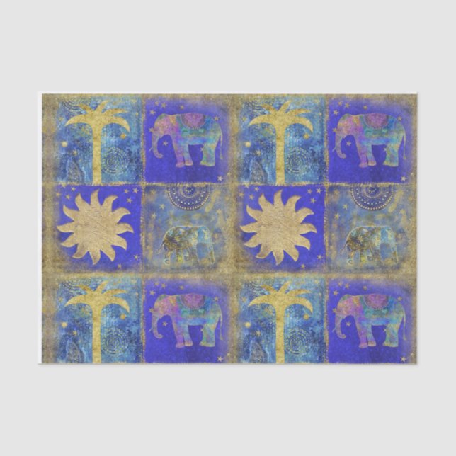 Papier Mousseline Rêve tropical bleu (Recto)