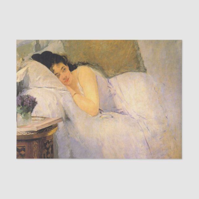 Papier Mousseline Réveil des femmes par Eva Gonzales Tissue Paper (Recto)