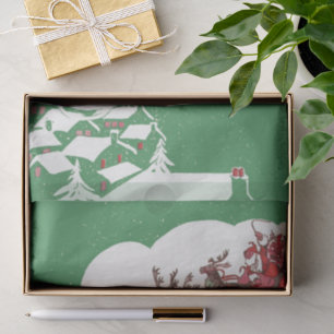 Papier Mousseline Réveillon de Noël Vintage, Père Noël Rétro à Sleig