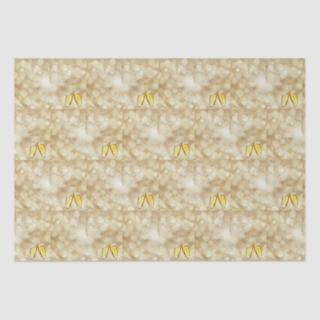 Papier Mousseline Réveillon du Nouvel An avec lunettes de champagne (Recto)