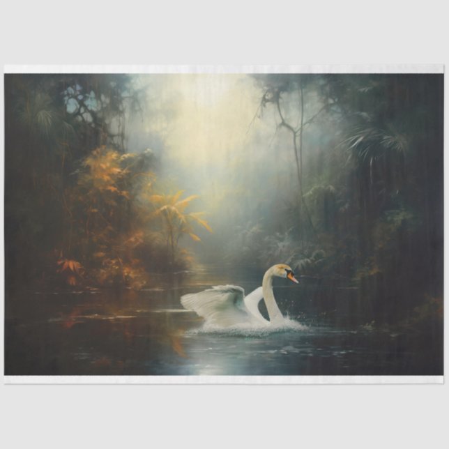 Papier Mousseline Revigorer Un Cygne Dans La Découpage De L'Eau (Recto)