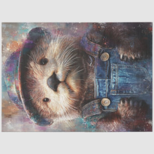 Papier Mousseline Révision du dénouement Whimsical Otter Denim