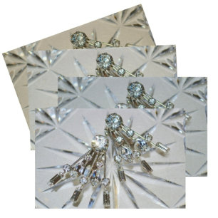 Papier Mousseline Rhinestones Art Déco Gris argenté