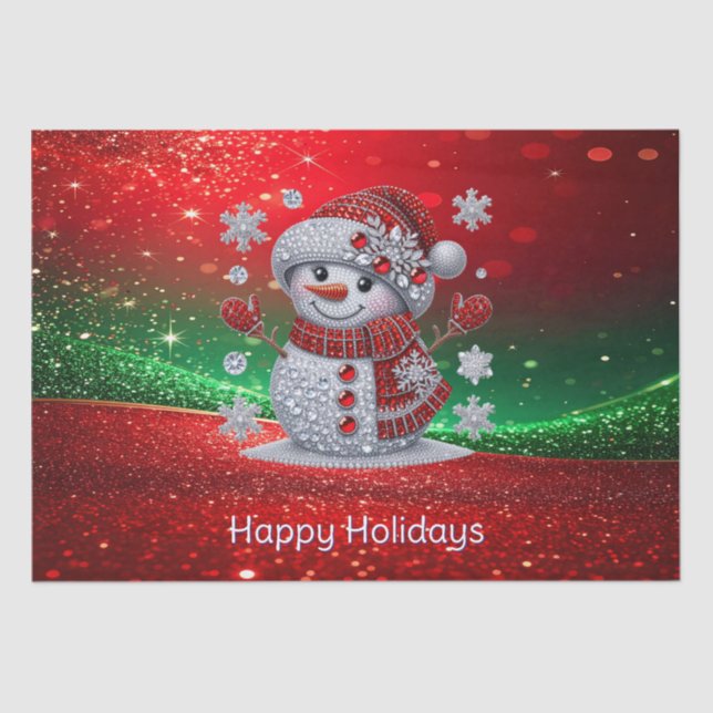 Papier Mousseline Rhinestones Snowman Holiday Tissue Paper (Recto)