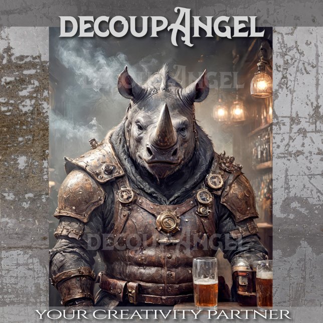 Papier Mousseline Rhino Warrior Boire Bière - Découpage - (Créateur téléchargé)