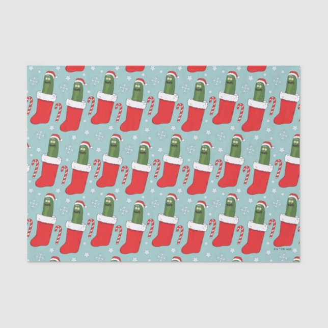 Papier Mousseline Rick and Morty | Christmas Pickle Rick Pattern (Recto)