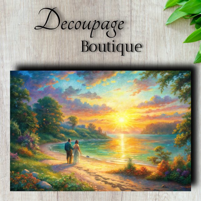 Papier Mousseline Rivages Dorés Découpage (Golden Shores Decoupage Tissue Paper)