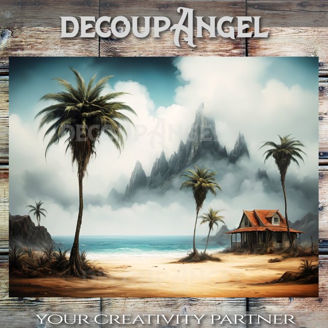 Papier Mousseline Rivages et pics cachés - Découpage - (Créateur téléchargé)