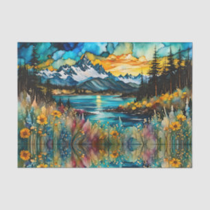 Papier Mousseline Rivière de la montagne et paysage Fleur sauvage