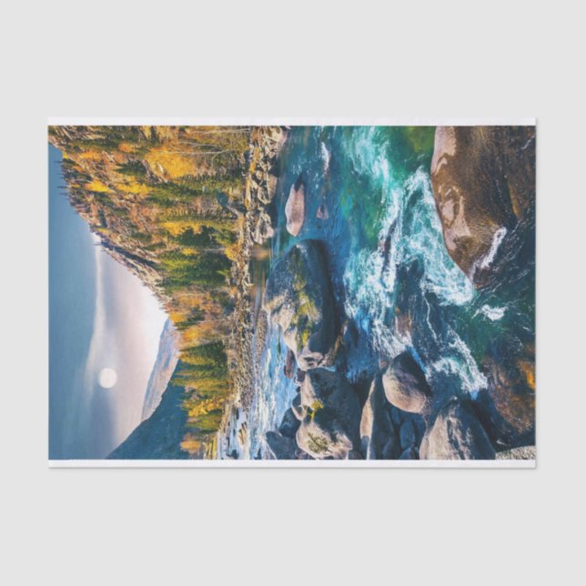 Papier Mousseline Rivière et Montagnes Photo Pittoresque (Recto)