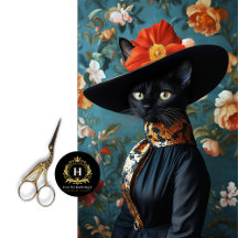 Robe de chat noir & Casquette floral Portrait Déco