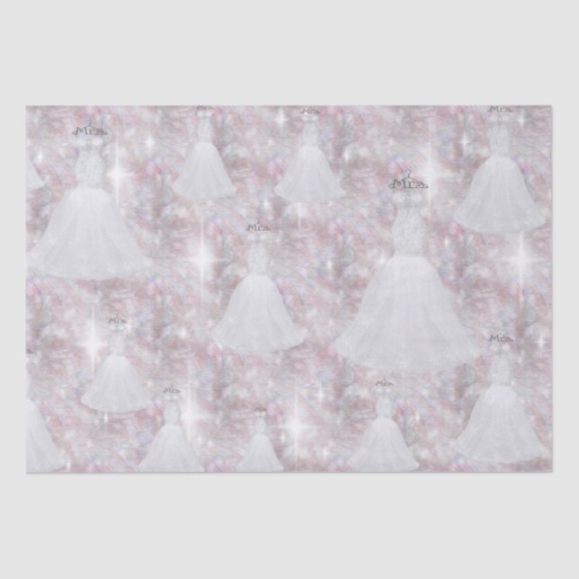 Papier Mousseline Robe de Mariée Baby Shower Lumières Pailletées Pas (Recto)