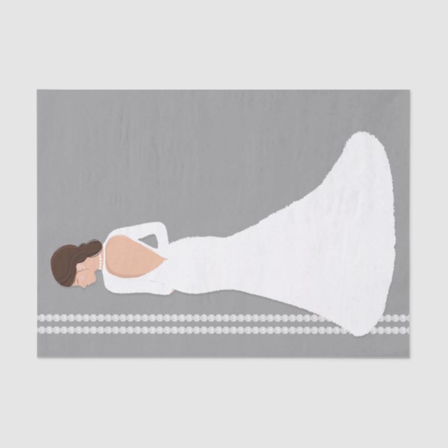 Papier Mousseline Robe de Mariée Blanche Moderne Bling Shower de Mar (Recto)