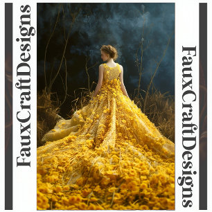 Papier Mousseline Robe jaune fleur gauche découpage avant-garde 124