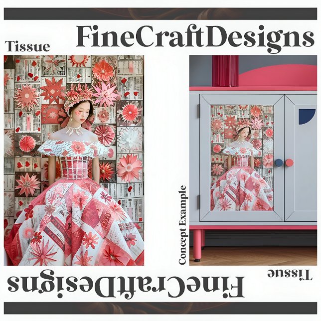 Papier Mousseline Robe rose Rouge Floral Découpage droite 156 (Créateur téléchargé)