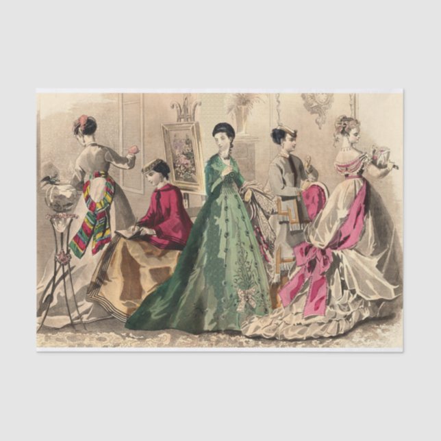 Papier Mousseline Robe Victorienne Avec Bow Rose (Recto)