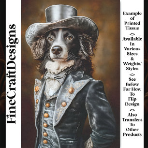 Papier Mousseline Robe victorienne grise pour Border Collie CF5 Déco