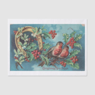 Papier Mousseline Robins de Noël avec découpage en fer à cheval