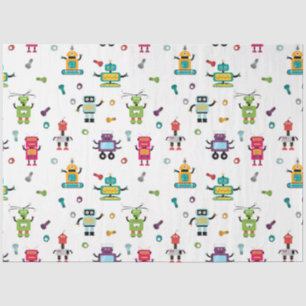 Papier Mousseline Robots multicolores mignons Motif robotique pour e