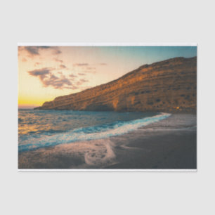 Papier Mousseline Rock de plage de sable de la mer de Sunset
