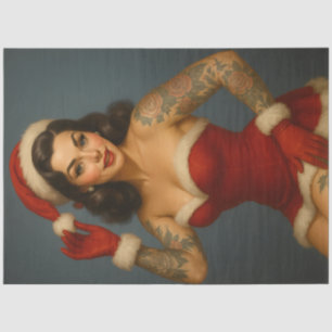 Papier Mousseline Rockabilly Santa Pin-Up – Vieille École Tatouage B