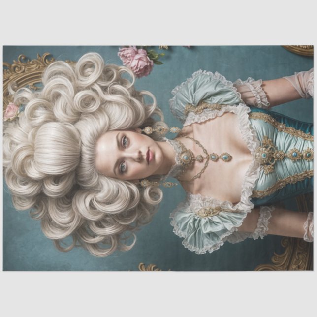 Papier Mousseline Rococo Beauty Decoupage Paper - Opulent Gown (Recto)