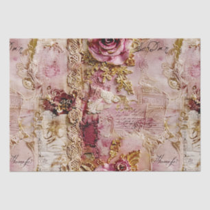 Papier Mousseline Rococo romantique Dusty Rose dentelle antique