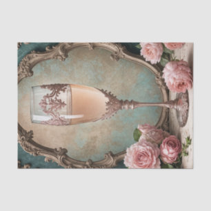 Papier Mousseline Rococo rose Gold Champagne France Découpage en ver