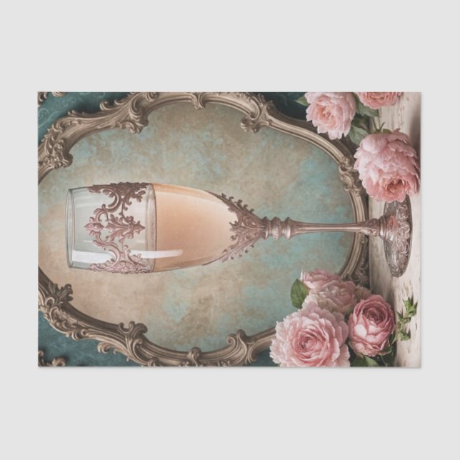 Papier Mousseline Rococo rose Gold Champagne France Découpage en ver